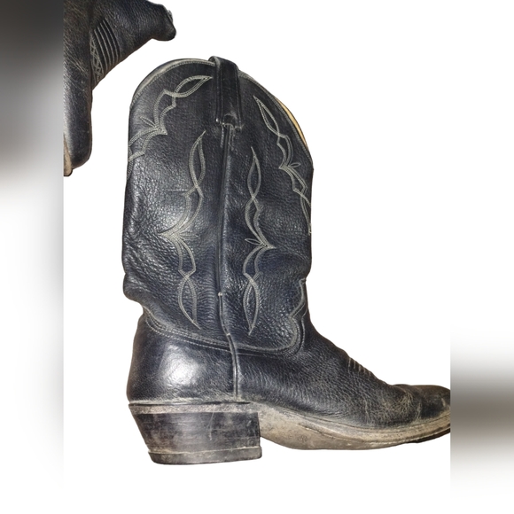 Dan Post men's black with white stitching leather size 9.5D cowboy boots - Picture 5 of 10